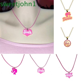 Sweetjohn สร้อยคอโซ่ จี้หัวบาร์บี้ ตัวอักษร Y2K สไตล์เกาหลี สําหรับตุ๊กตาบาร์บี้