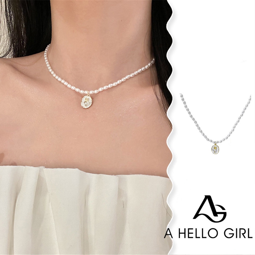 A HELLO GIRL สร้อยคอโซ่ ประดับไข่มุก สไตล์ฝรั่งเศสย้อนยุค ระดับไฮเอนด์ สําหรับผู้หญิง 2023