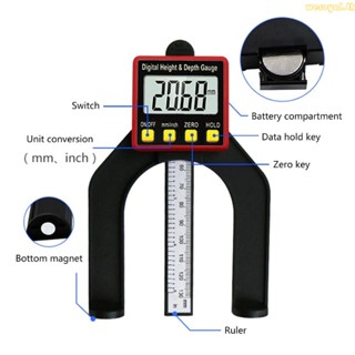 Weroyal เครื่องวัดความสูงดิจิทัล ไม้บรรทัดวัดความลึกงานไม้ หน้าจอ LCD