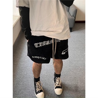 OERJ Chrome Hearts good goods Ask velvet embroidered letter drawstring High Street shorts couple fashion brand casual loose cropped pants for men and women