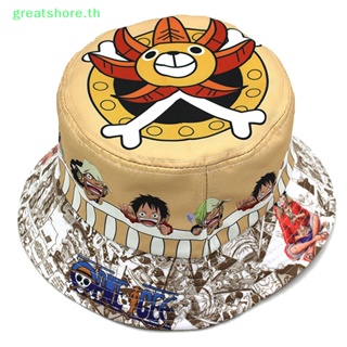 Greatshore หมวกบักเก็ตกันแดด ลายการ์ตูนอนิเมะ One Piece Pring แฟชั่นสําหรับผู้ชาย และผู้หญิง