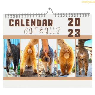 Weroyal Cats Buttholes ปฏิทินแขวนผนัง รายเดือน 2023 สําหรับสํานักงาน บ้าน แมว บอล ปฏิทิน คนรักแมว Chr