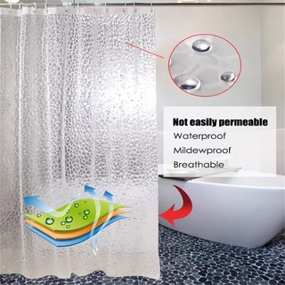 ม่านห้องน้ำ สีใส แบบใส กันน้ำ Shower curtain EVA 180x180cm/180x200cm Thicker Plastic