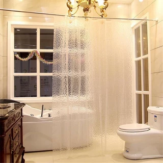 ม่านห้องน้ำ สีใส แบบใส กันน้ำ Shower curtain EVA 180x180cm/180x200cm Thicker Plastic
