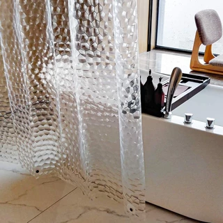ม่านห้องน้ำ สีใส แบบใส กันน้ำ Shower curtain EVA 180x180cm/180x200cm Thicker Plastic