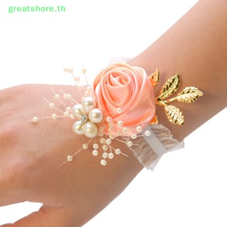 Greatshore กําไลข้อมือผ้า ลายดอกไม้ ดอกกุหลาบ สําหรับเพื่อนเจ้าสาว งานแต่งงาน งานพรอม งานพรอม งานเลี้ยง