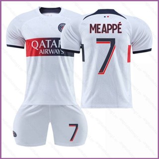 Ani เสื้อยืด ลายทีมชาติฟุตบอล Paris Saint Germain Away Mbappe 23-24 ชุด 2 ชิ้น ต่อชุด