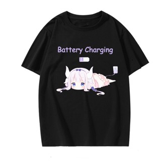 Miss Kobayashis Dragon Maid เสื้อยืดอะนิเมะ Charge Kanna Kamui น่ารักผ้าฝ้ายแขนสั้นจุด