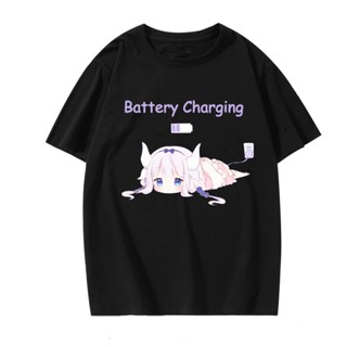 Miss Kobayashis Dragon Maid เสื้อยืดอะนิเมะ Charge Kanna Kamui น่ารักผ้าฝ้ายแขนสั้นจุด