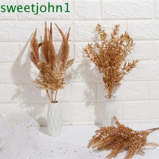 Sweetjohn ช่อดอกบัวยูคาลิปตัสปลอม พลาสติก สีเงิน สีทอง สําหรับตกแต่งห้องนอน งานฝีมือ