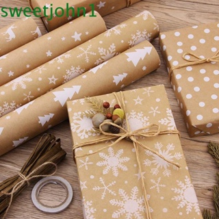 Sweetjohn กระดาษคราฟท์ ลายเกล็ดหิมะ DIY สําหรับห่อของขวัญ ตกแต่งต้นคริสต์มาส