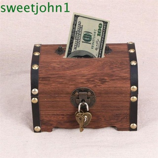 Sweetjohn กล่องเก็บของไม้ สไตล์วินเทจ พร้อมตัวล็อค ประหยัดเงิน สําหรับตกแต่งบ้าน