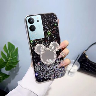 พร้อมส่ง เคสโทรศัพท์มือถือ TPU ใส แบบนิ่ม ลายกลิตเตอร์ กันกระแทก มีกระจกแต่งหน้า สําหรับ VIVO V29 Y78 Y27 5G 4G 2023