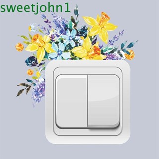 Sweetjohn สติกเกอร์ PVC ลายใบไม้สีเขียว สําหรับตกแต่งผนังบ้าน