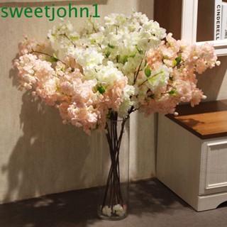 Sweetjohn ช่อดอกซากุระประดิษฐ์ ผ้าไหม 4 กิ่ง สําหรับตกแต่งงานแต่งงาน