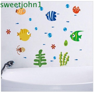 Sweetjohn สติกเกอร์ติดผนัง ลายการ์ตูนปลา สําหรับห้องเด็ก ห้องน้ํา ห้องเด็ก