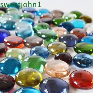 Sweetjohn หินแก้ว หินอ่อน ทรงกลม แบน คละสี สําหรับตกแต่งตู้ปลา