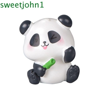 Sweetjohn เสาไม้ไผ่ รูปแพนด้าน่ารัก ขนาดเล็ก สําหรับตกแต่งเค้ก ตั้งโต๊ะ DIY