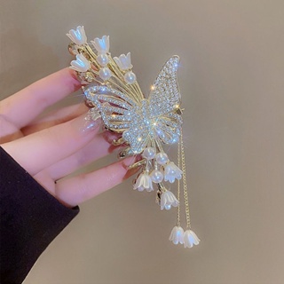 Shopkeepers selection# lily of the Valley butterfly tassel hairpin childrens high-value large-size back head spoon clip pan hair French shark clip hair accessories 8.20N