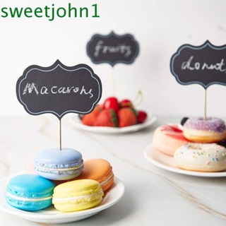 Sweetjohn กระดาษกระดานดํา ธงไม้จิ้มฟัน DIY สําหรับตกแต่งบ้าน โต๊ะ ปาร์ตี้วันเกิด 10 24 ชิ้น