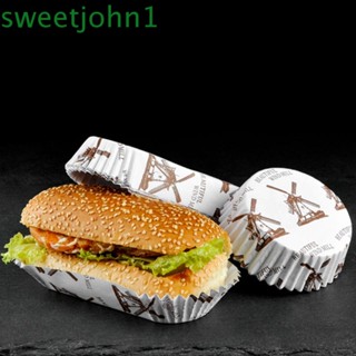 Sweetjohn ถ้วยกระดาษ ทรงกลม สําหรับใส่ขนมปัง แฮมเบอร์เกอร์ เบเกอรี่