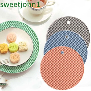 Sweetjohn เสื่อทรีเวท ทรงกลม ลายรังผึ้ง เกรดอาหาร ซักทําความสะอาดง่าย สําหรับหม้อไฟ กระทะ