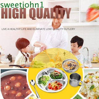 Sweetjohn จานแบ่งอาหาร บาร์บีคิว ทรงกลม 3 ช่อง