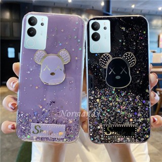 พร้อมส่ง เคสโทรศัพท์มือถือ TPU นิ่ม แบบใส ป้องกัน ปิดด้านหลัง ลายการ์ตูนหมีน่ารัก ประดับกลิตเตอร์ สําหรับ VIVO V29 Y78 Y27 5G 4G 2023