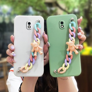 Solid color Anti-fall Phone Case For Samsung Galaxy J530/J5 2017/J5 Pro soft shell Lens package phone case Bear bracelet