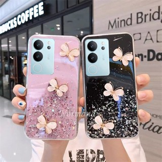 ใหม่ เคสป้องกันโทรศัพท์มือถือ TPU ใส แบบนิ่ม ลายผีเสื้อ สามมิติ สําหรับ VIVO V29 Y78 Y27 5G 4G 2023