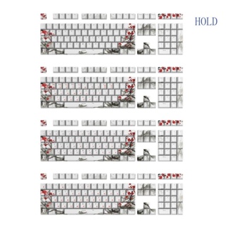 Ace ปุ่มกดคีย์บอร์ด OEM PBT DYESUB ลายดอกพลัม 108 คีย์ สไตล์เกาหลี รัสเซีย ญี่ปุ่น