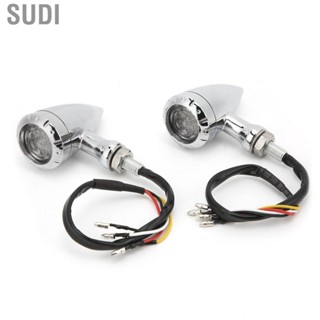 Sudi 2pcs Motorcycle  Turn Signal Lamp Retro Yellow Red Light Chrome Plated  Universal