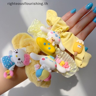 SANRIO Righteousflourishs.th ยางรัดผมหางม้า ขนาดใหญ่ ลายอนิเมะ Cinnamoroll Hello Kitty น่ารัก ของขวัญ สําหรับเด็กผู้หญิง