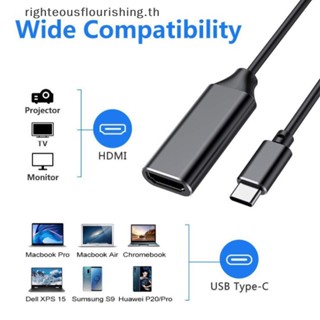 Righteousflourishs.th อะแดปเตอร์แปลงสายเคเบิ้ล Type C เป็น HDMI Ultra HD 4k USB 3.1 HDTV สําหรับ MacBook Chromebook Samsung S8 S9