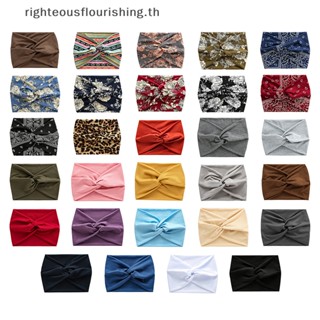 Righteousflourishs.th ที่คาดผม ผ้าโพกหัว ผ้าฝ้าย แบบนิ่ม สีพื้น สไตล์โบโฮ วินเทจ สําหรับผู้หญิง