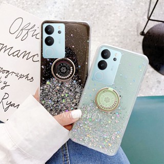 พร้อมส่ง เคสป้องกันโทรศัพท์มือถือ TPU แบบนิ่ม ลายเกล็ดหิมะ ประดับกลิตเตอร์ และฟอยล์สีทอง สําหรับ VIVO V29 Y78 Y27 5G 4G 2023 V29 5G