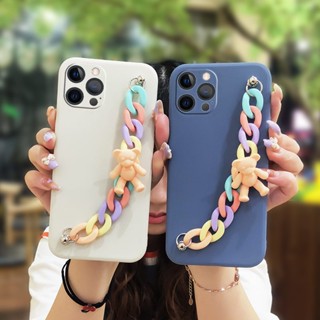 Lens package Solid color Phone Case For iphone 12 Pro phone case Bear bracelet Lens bump protection Simplicity