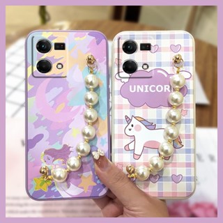 Liquid silicone shell Pearl bracelet Phone Case For OPPO Reno7 4G/F21 Pro 4G/Nova8 4G/F21S Pro 4G Solid color Back Cover