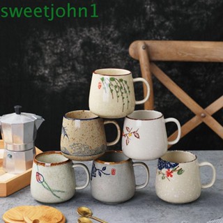 Sweetjohn แก้วกาแฟเซรามิค สไตล์ญี่ปุ่น วินเทจ 380 มล. สร้างสรรค์ นอร์ดิก ครัวเรือน เรียบง่าย