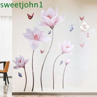 Sweetjohn สติกเกอร์ PVC ลายผีเสื้อ ดอกไม้ กันน้ํา อเนกประสงค์ สําหรับตกแต่งบ้าน DIY