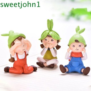 Sweetjohn พวงกุญแจฟิกเกอร์กระถางต้นไม้จิ๋ว 3 ชิ้น ต่อชุด