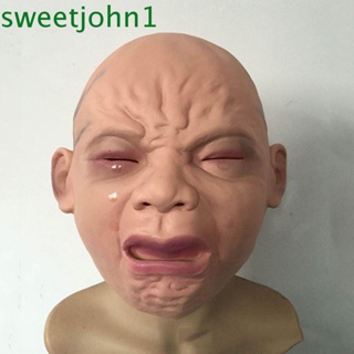 Sweetjohn หน้ากากเด็กร้องไห้มนุษย์ผีสิง บ้านผีสิง อุปกรณ์ประกอบฉาก ปาร์ตี้ฮาโลวีน เครื่องแต่งกายสยองขวัญ ร้องไห้ หน้ากากใบหน้า