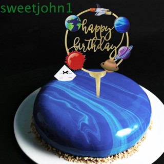 Sweetjohn ท็อปเปอร์อะคริลิค รูปดาวเคราะห์ สําหรับตกแต่งเค้กวันเกิดเด็ก