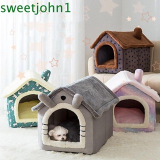 Sweetjohn บ้านตุ๊กตาสุนัข แมว ขนาดเล็ก ซักทําความสะอาดได้