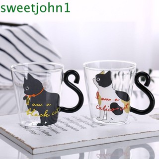 Sweetjohn แก้วมัก ลายหางแมวน่ารัก พร้อมหูจับ สําหรับบ้าน ออฟฟิศ