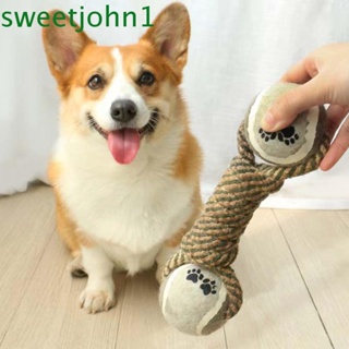 Sweetjohn ของเล่นดัมเบลเชือกฝ้าย ทําความสะอาดฟัน สําหรับสุนัข ลูกสุนัข