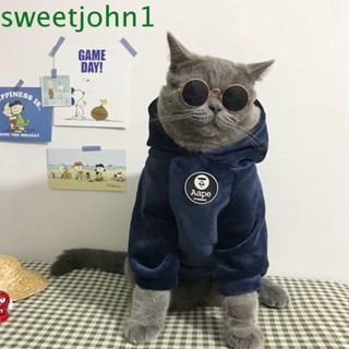 Sweetjohn เสื้อโค้ทขนแกะนุ่ม มีฮู้ด ให้ความอบอุ่น แฟชั่นฤดูหนาว สําหรับแมว