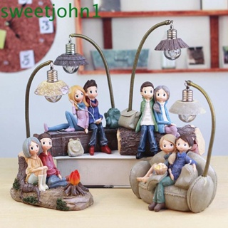 Sweetjohn ฟิกเกอร์คู่รัก โคมไฟกลางคืน DIY สําหรับตกแต่งบ้าน ห้องนั่งเล่น