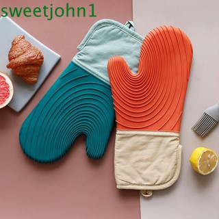 Sweetjohn ถุงมือซิลิโคน แบบหนา กันความร้อน สีพื้น สําหรับเตาอบ บาร์บีคิว 1 ชิ้น