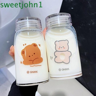 Sweetjohn แก้วมัก แบบใส ลายหมี ใช้ซ้ําได้ ทนทาน 450 มล.